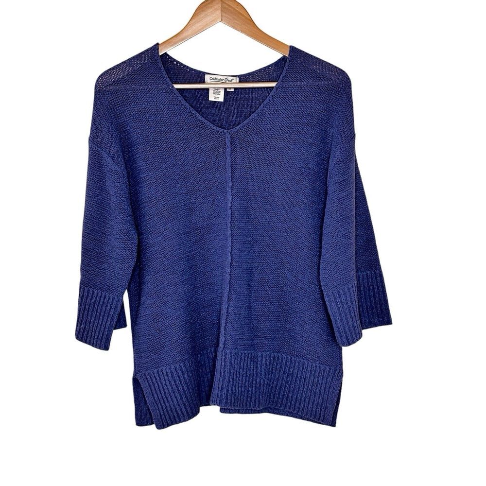 Coldwater Creek Women's Deep Blue V-Neck Sweater